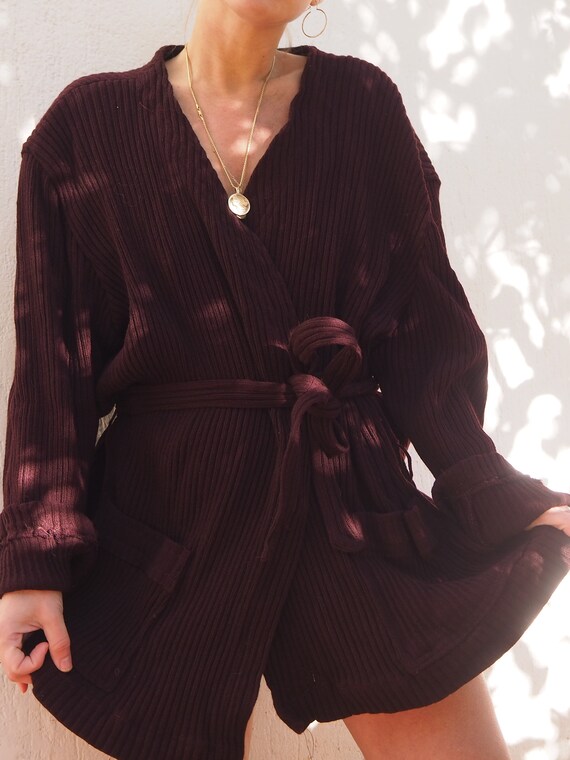 PLUM VINTAGE SWEATER // Wrap Sweater Coat