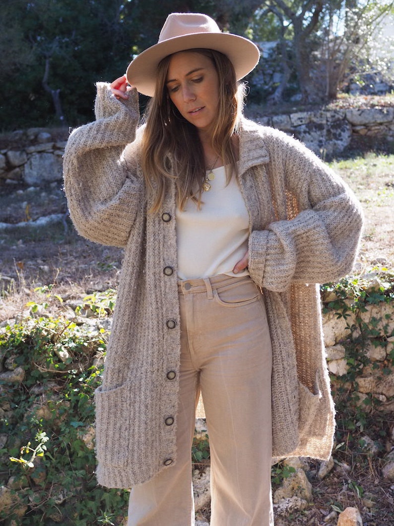 VINTAGE KNIT Slouchy CARDIGAN Slouchy Oversized Boyfriend Cardigan Vintage Cardigan Oat Cardigan