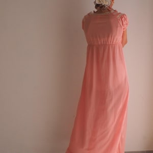 Vintage 70s Pink Peach Maxi Nightgown