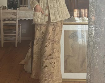 Vintage Handmade Brown Crochet Maxi Skirt
