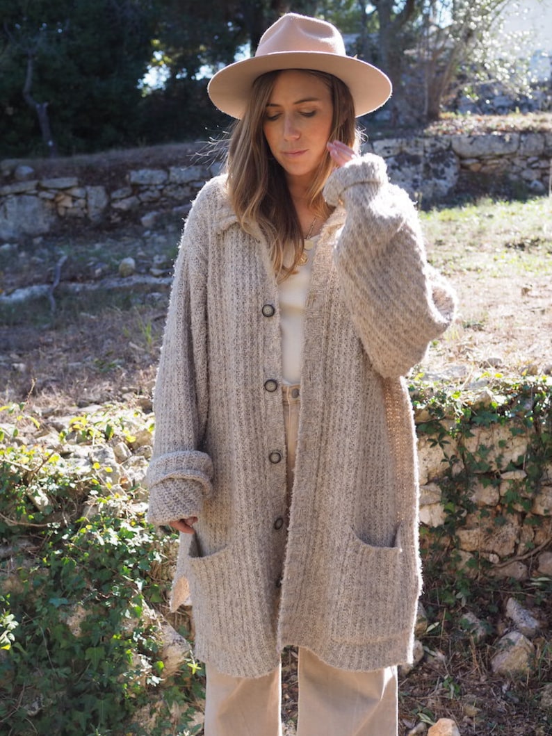 VINTAGE KNIT Slouchy CARDIGAN Slouchy Oversized Boyfriend Cardigan Vintage Cardigan Oat Cardigan