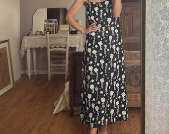 Black Embroidered Elegant Maxi Dress Casual Slip Dress