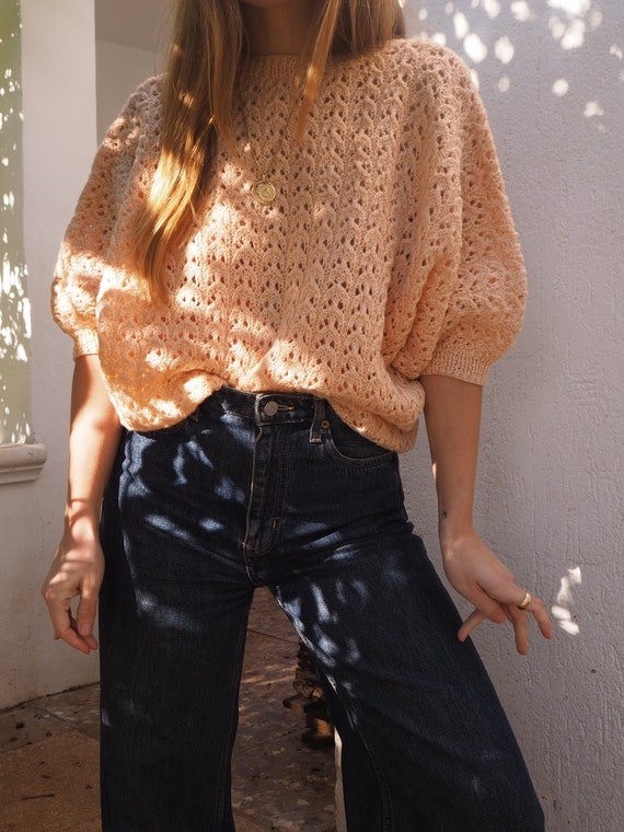 PEACH VINTAGE KNIT // Vintage Peach Knit Sweater