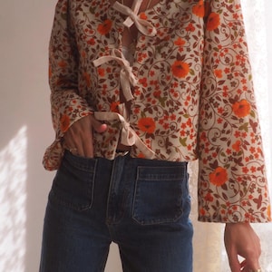 Vintage 70s Long Sleeved Cotton Blouse