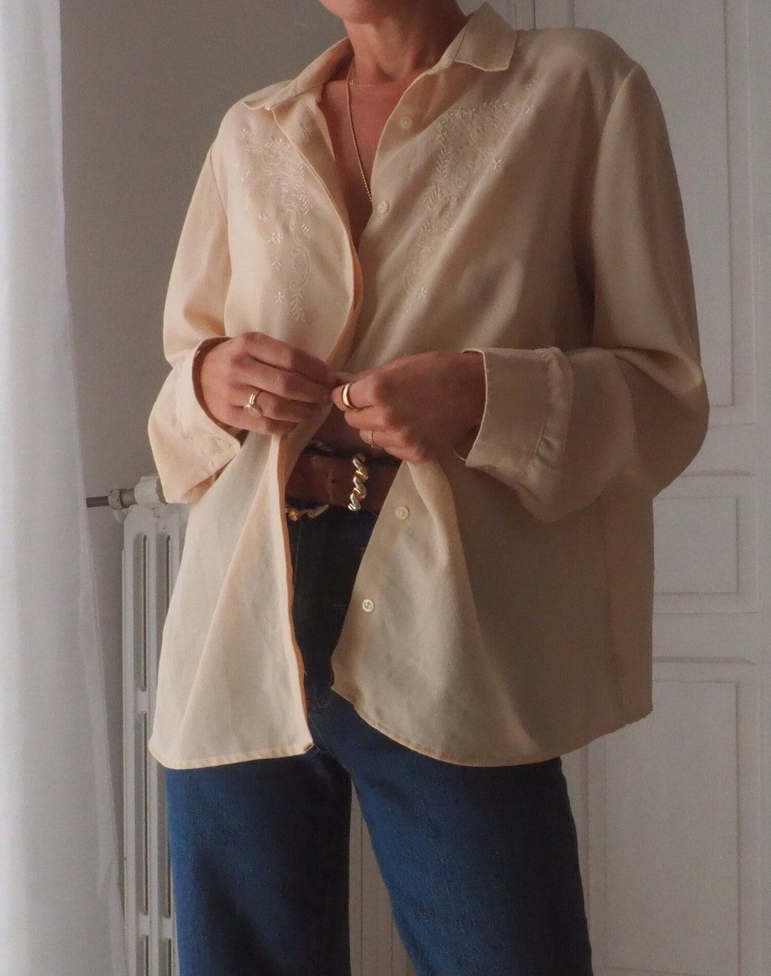 Sher Beautiful Vintage Beige Tan Semi Sheer 1970s Blouse - Etsy