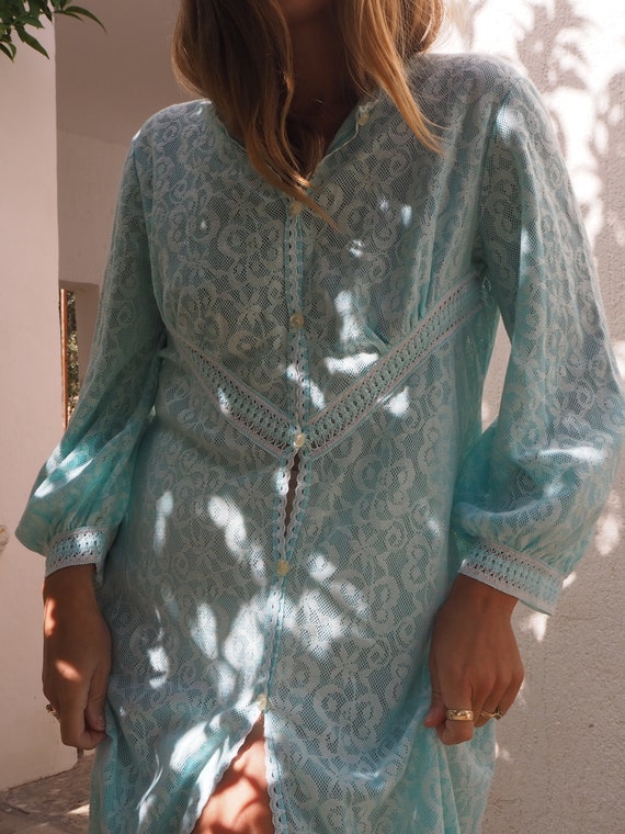 VINTAGE BLUE MAXI Dress // Bohemian Maxi Dress //