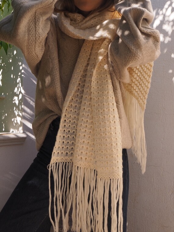 OVERSIZED SCARF // Oversized Cream Scarf // Vintag