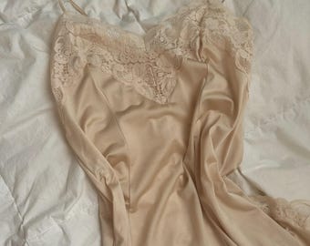 Vintage Apricot Lace Slip Dress