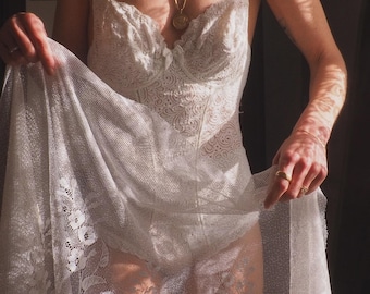 BODY BIANCO VINTAGE // Lingerie bianca vintage, lingerie da sposa