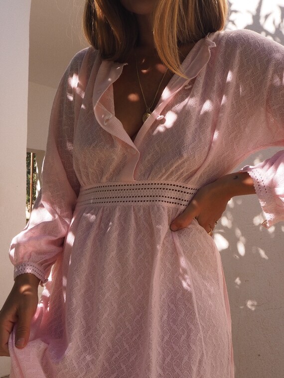 VINTAGE PINK DRESS // Bohemian Balloon Sleeve Dres