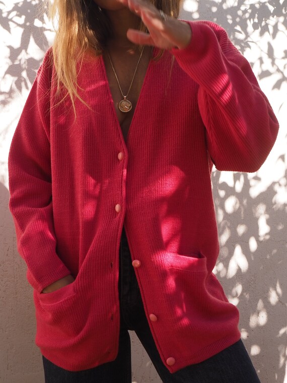 PINK OVERSIZED CARDIGAN // Vintage Cardigan // Slo