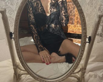 Vintage black Lace Long Sleeved Blouse