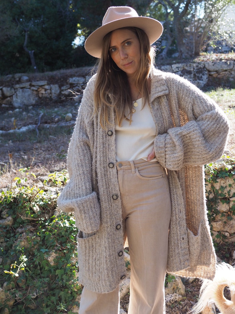 VINTAGE KNIT Slouchy CARDIGAN Slouchy Oversized Boyfriend Cardigan Vintage Cardigan Oat Cardigan