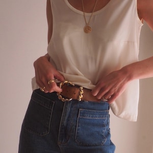 Vintage White Silk Slinky Tank Top