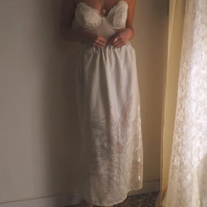 Vintage Handmade Cream Lace Maxi Skirt