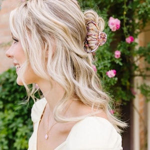 Pink Tortoise Shell Hair Claw Clip, Marble Claw Clip for Thick and Fine Hair, Tortoise Acetate Hair Accessory, Glossy Neutral Everyday Clip