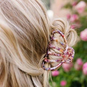 Pink Tortoise Shell Hair Claw Clip, Marble Claw Clip for Thick and Fine Hair, Tortoise Acetate Hair Accessory, Glossy Neutral Everyday Clip image 7