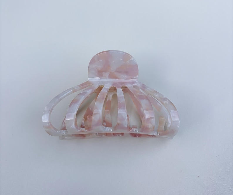 Pink Tortoise Shell Hair Claw Clip, Marble Claw Clip for Thick and Fine Hair, Tortoise Acetate Hair Accessory, Glossy Neutral Everyday Clip Lt Pink/Ivory Tort.