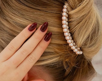 Peineta de perla dorada, horquilla de novia con circonitas cúbicas, accesorio para el cabello de boda para recogidos, elegante peineta para graduación.