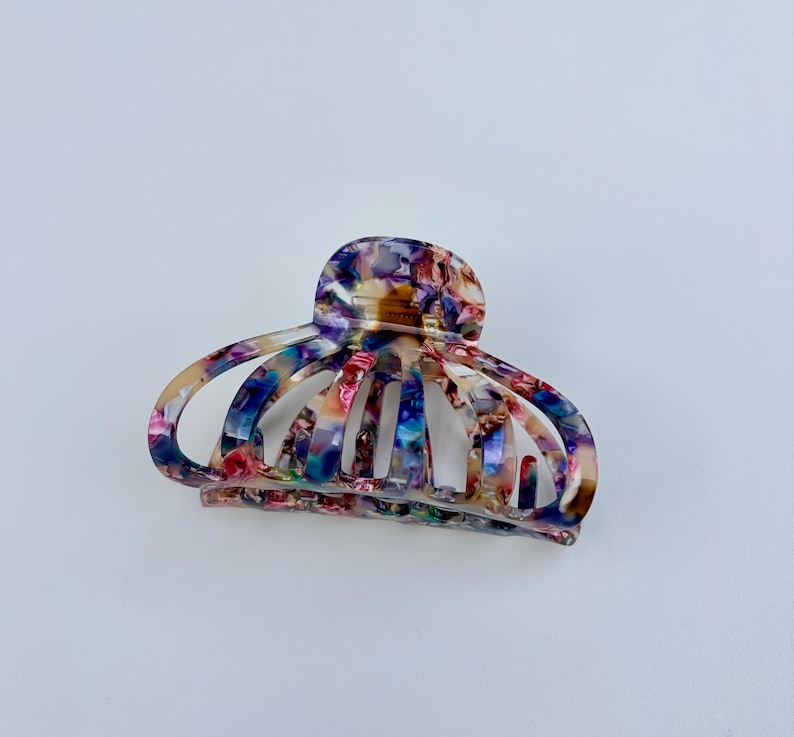 Pink Tortoise Shell Hair Claw Clip, Marble Claw Clip for Thick and Fine Hair, Tortoise Acetate Hair Accessory, Glossy Neutral Everyday Clip Pink Tortoise