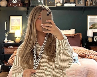 Cordón marrón a cuadros, bonito porta credencial para enfermeras y profesores, cordón de tela suave con herrajes dorados, cordón elástico suave a cuadros.