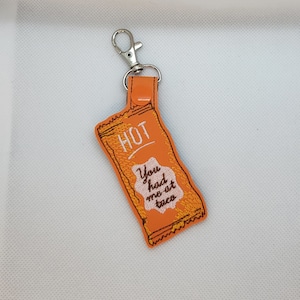 Hot Taco Sauce Keychain - Fast Food Embroidered Vinyl Fob