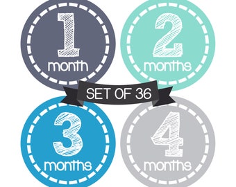 Baby Monthly Stickers Boy - Baby Milestone Stickers - Baby Month Stickers for Baby Boy - Milestone Stickers Boy Monthly Stickers - Baby Boy