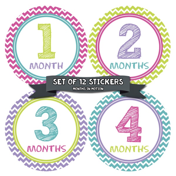 Baby Monthly Stickers, Baby Girl Monthly Stickers, Milestone Stickers, Baby Girl Month Sticker - Baby Girl, Girl, Baby Shower Gift 293