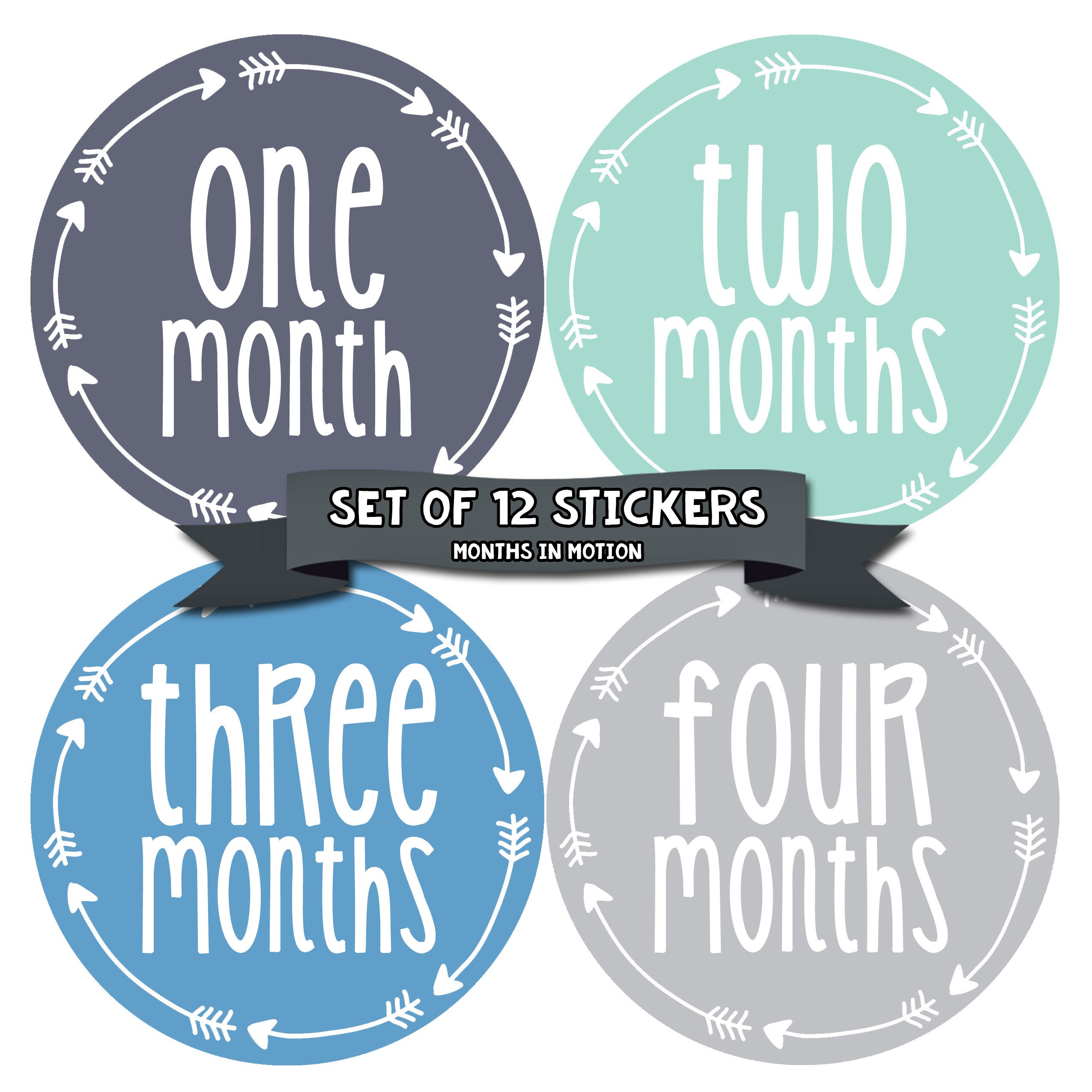 Baby Boy Month Stickers Monthly Baby Sticker Monthly Baby Etsy