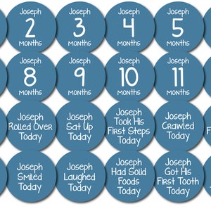 Baby Boy Month Milestone Stickers Personalized | Baby's First Year | Month Milestone Stickers | Milestone Photo Stickers | Custom Set of 24