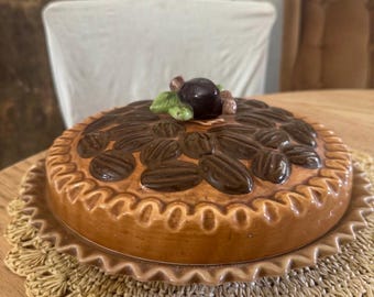 Vintage  Pie Recipe Plate - 11" Ceramic  - Made in USA