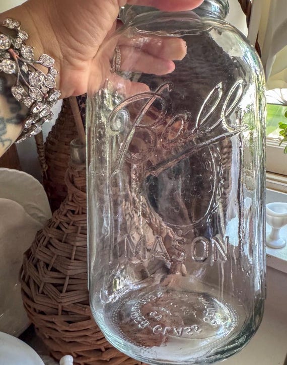 Vintage Ball Perfect Mason Jar With Zinc & Milk Glass Lid. - Etsy