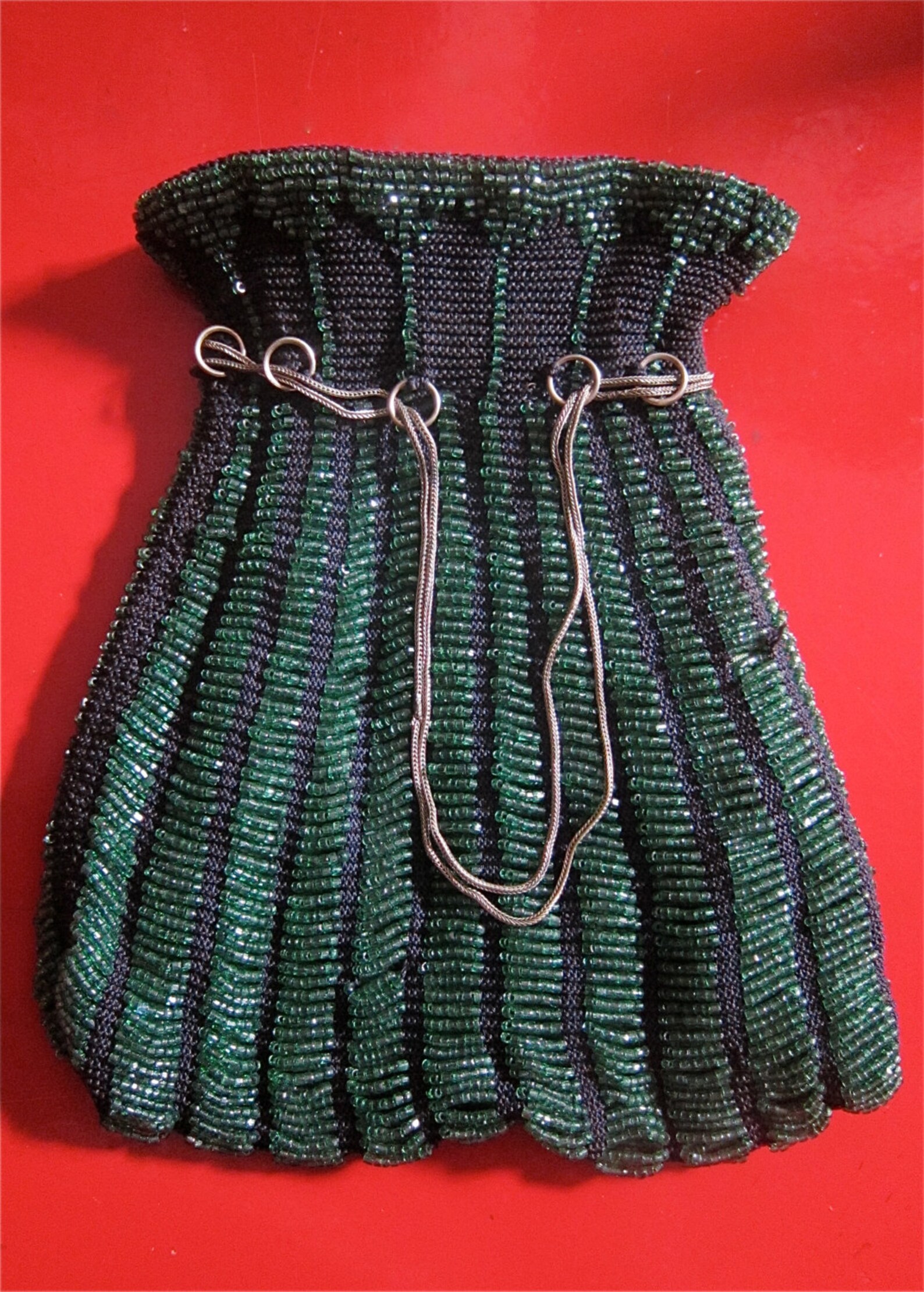 Vintage Drawstring Evening Bag with Silver Chain and Kelly Etsy