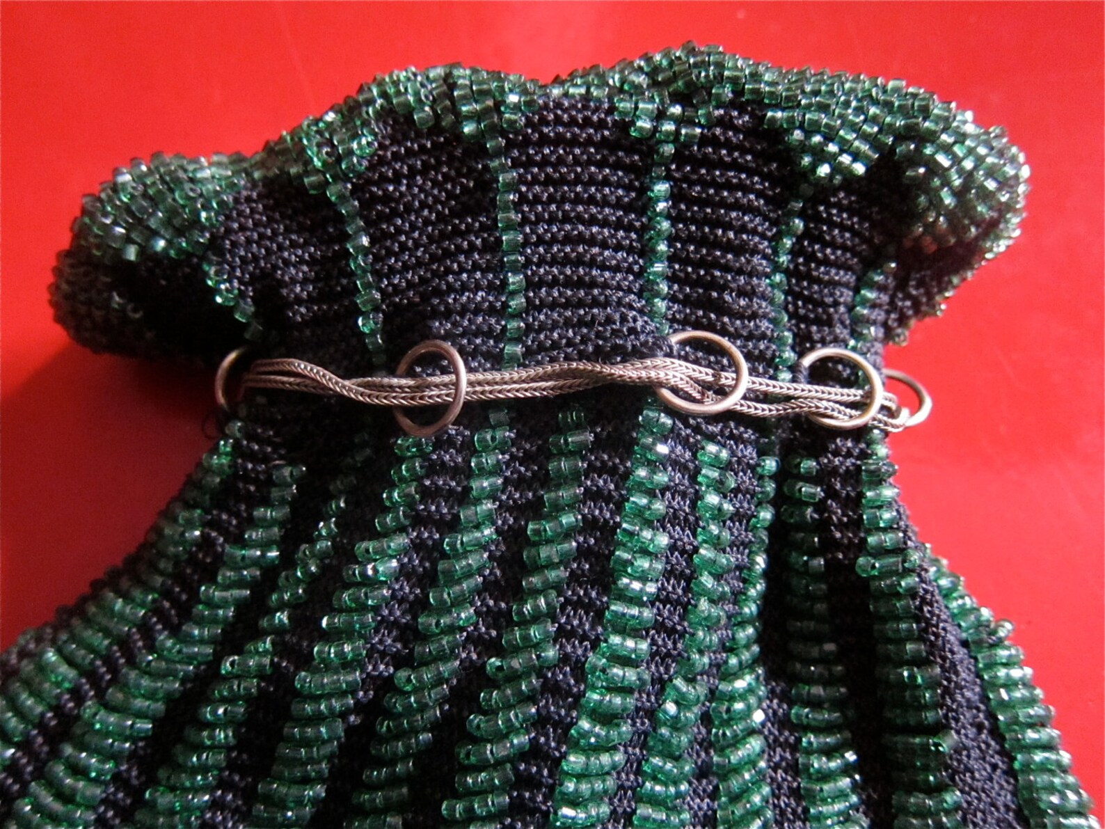 Vintage Drawstring Evening Bag with Silver Chain and Kelly Etsy