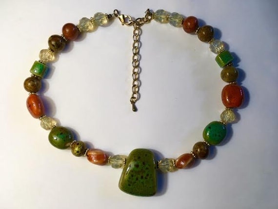 Vintage Semi-Precious Stone Necklace | Etsy