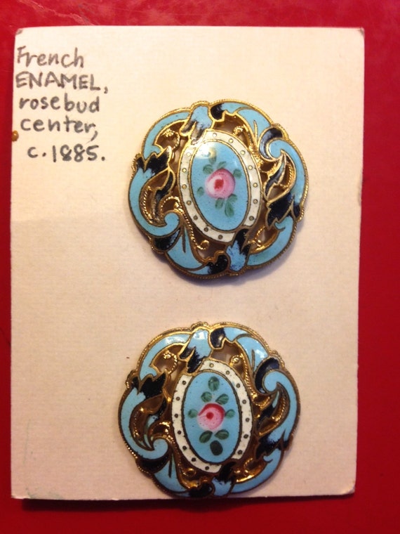 Vintage Aqua Enamel Buttons