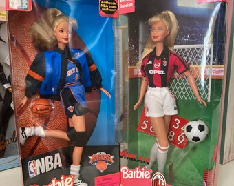 Two Barbies FIFA Women Soccer & NBA Basketball NEW