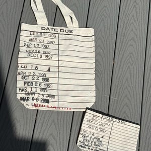 Vintage Library Card Canvas Tote and Pouch Set: Book Lover Gift