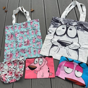 Courage the Cowardly Dog Canvas Tote Bag and Pouch Art 90s nostalgia
