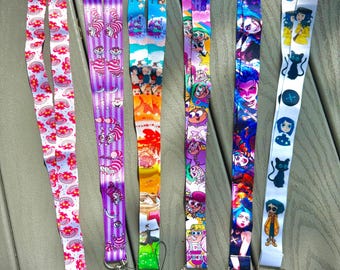 Cartoon Lanyards | Cute Anime, Fantasy. Fairy odd - Coraline - Jinx - Howling castle - Cheshire cat Keychain Neck Straps