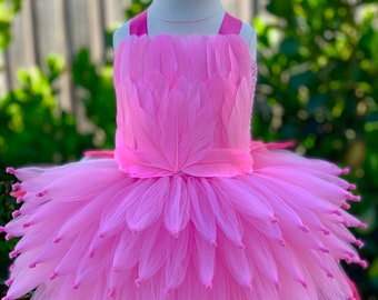 flamingo dress, bird costume, pink feather dress, flamingo costume, flamingo tutu, flamingo party dress , pink feather tutu