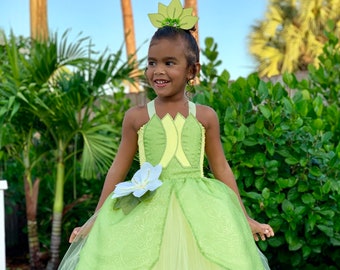 princess Tiana dress, princess Tiana costume, princess and the frog costume, disney princess costume, princess Tiana tutu