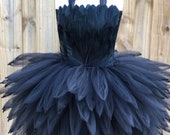 black swan costume, black bird costume, black crow costume, swan tutu, black feather tutu dress, NYE dress, little black dress,