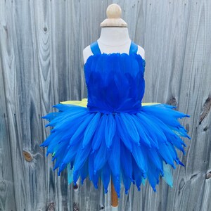 Blue macaw dress, blue jay costume, parrot costume, blue bird costume, Jewel costume, blue feather dress, macaw costume