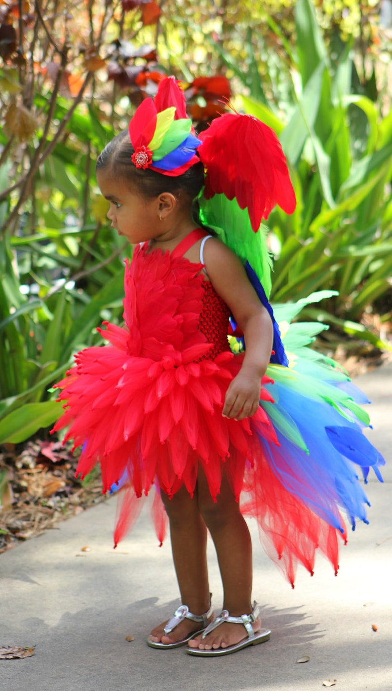 parrot dress, iago costume, Parrot costume, bird costume, parrot tutu, macaw costume, red feather skirt, Mardi Gras pageant dress immagine 2