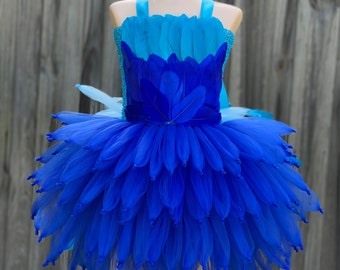 Jewel costume, blue macaw dress, blue jay costume, parrot costume, blue bird costume, Rio Jewel costume, blue feather dress, macaw costume