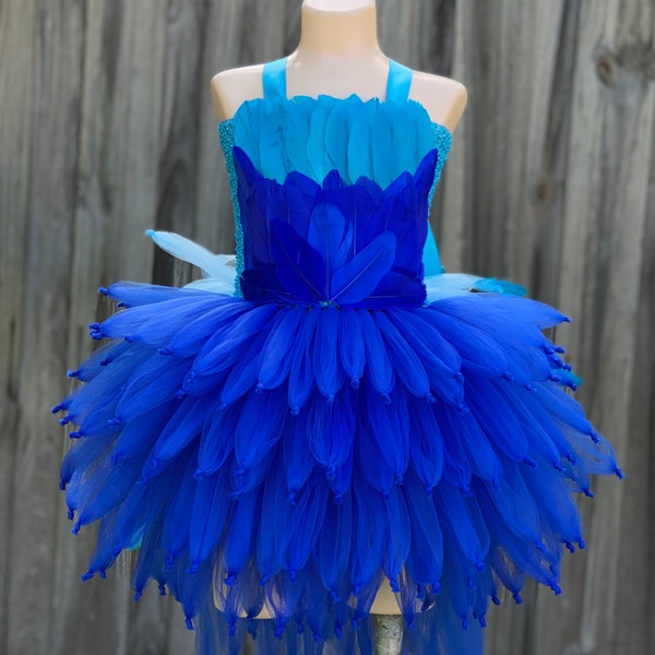 Jewel costume, blue macaw dress, blue jay costume, parrot costume, blue bird costume, Rio Jewel costume, blue feather dress, macaw costume