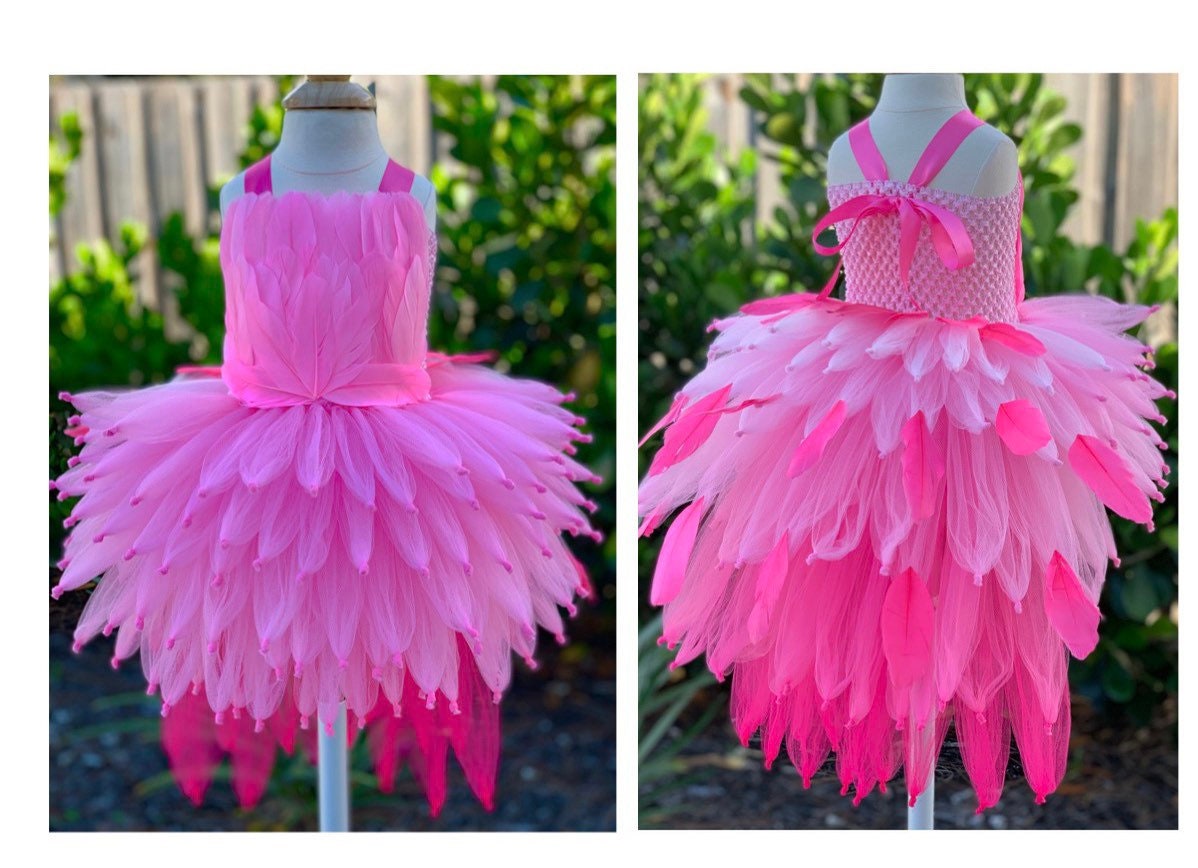 Flamingo Bird Costume Pink Feather Dress Flamingo - Etsy