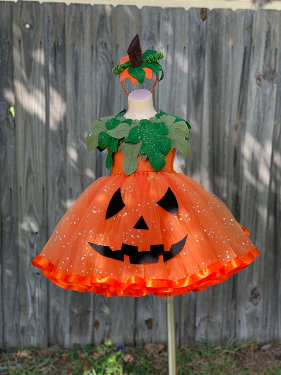 sequin pumpkin dress Girls' Long Sleeve Flip Sequin Halloween Dress