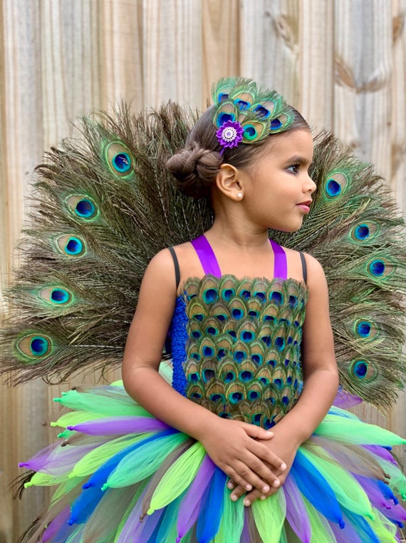 Peacock Pageant Dress, Peacock Halloween Costume, Mardi Gras Pageant Dress,  Bird Costume, Peacock Flower Girl Dress, Bird Themed Tutu Dress 